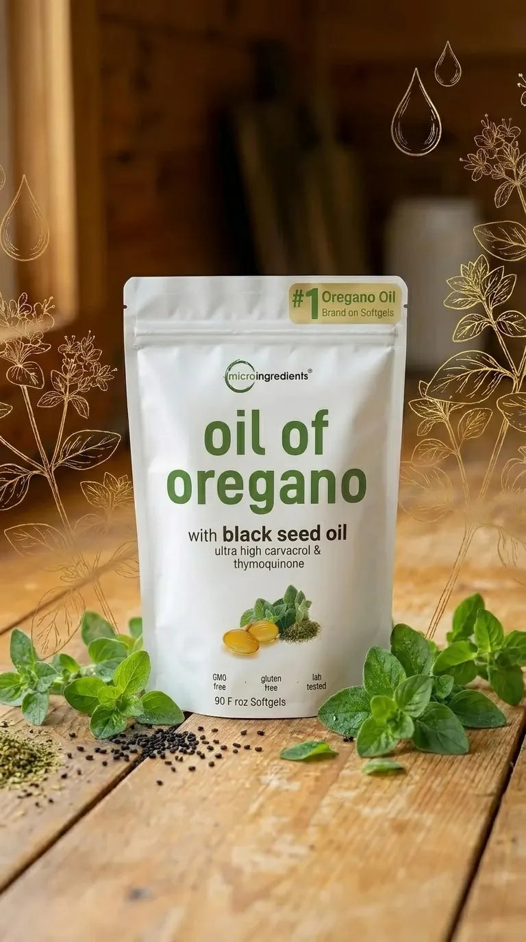 Cápsulas de aceite de orégano con aceite de comino negro